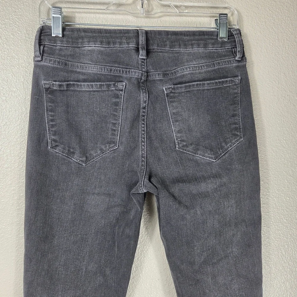Free People Charcoal Gray Cropped Kick Flare Jeans 27 Raw Hem Stretch
